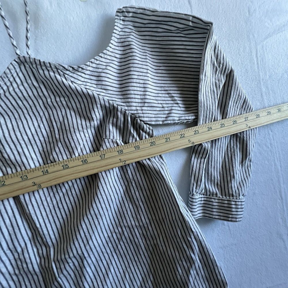 Calvin Klein Jeans Cold Shoulder Top Womens L Blue White Striped Long Sleeve - Picture 9 of 9